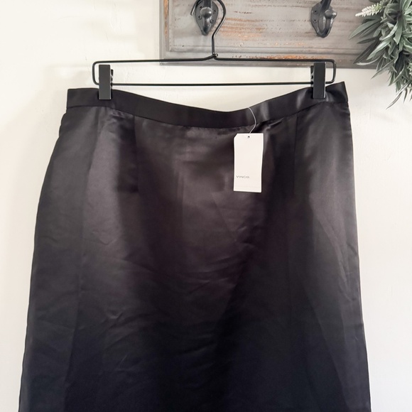 NWT Vince Black Satin A-Line Maxi Skirt 10 - Picture 2 of 5